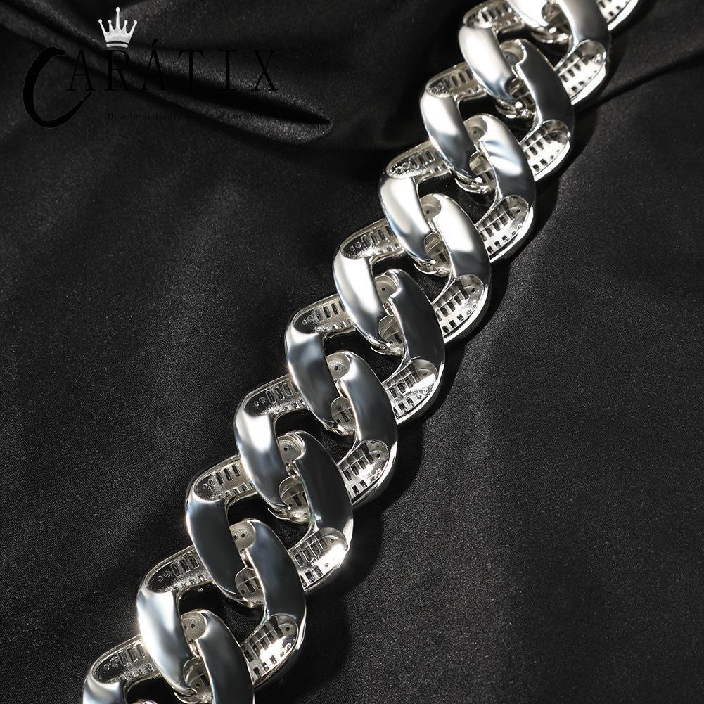 CARÁTIX 40mm Baguette Cuban Chain Necklace – CZ Iced Out Hip Hop Bling Jewelry for Men | Ladder Design Statement Piece - CaratixJewelry