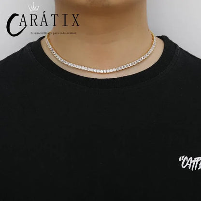 CARÁTIX 4×4mm Square CZ Tennis Link Bracelet – Iced Out Hip Hop Bling Jewelry for Men & Women in Gold & Silver - CaratixJewelry