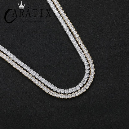 CARÁTIX 4×4mm Square CZ Tennis Link Bracelet – Iced Out Hip Hop Bling Jewelry for Men & Women in Gold & Silver - CaratixJewelry