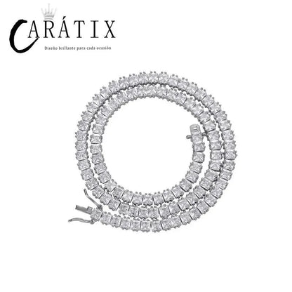 CARÁTIX 4×4mm Square CZ Tennis Link Bracelet – Iced Out Hip Hop Bling Jewelry for Men & Women in Gold & Silver - CaratixJewelry