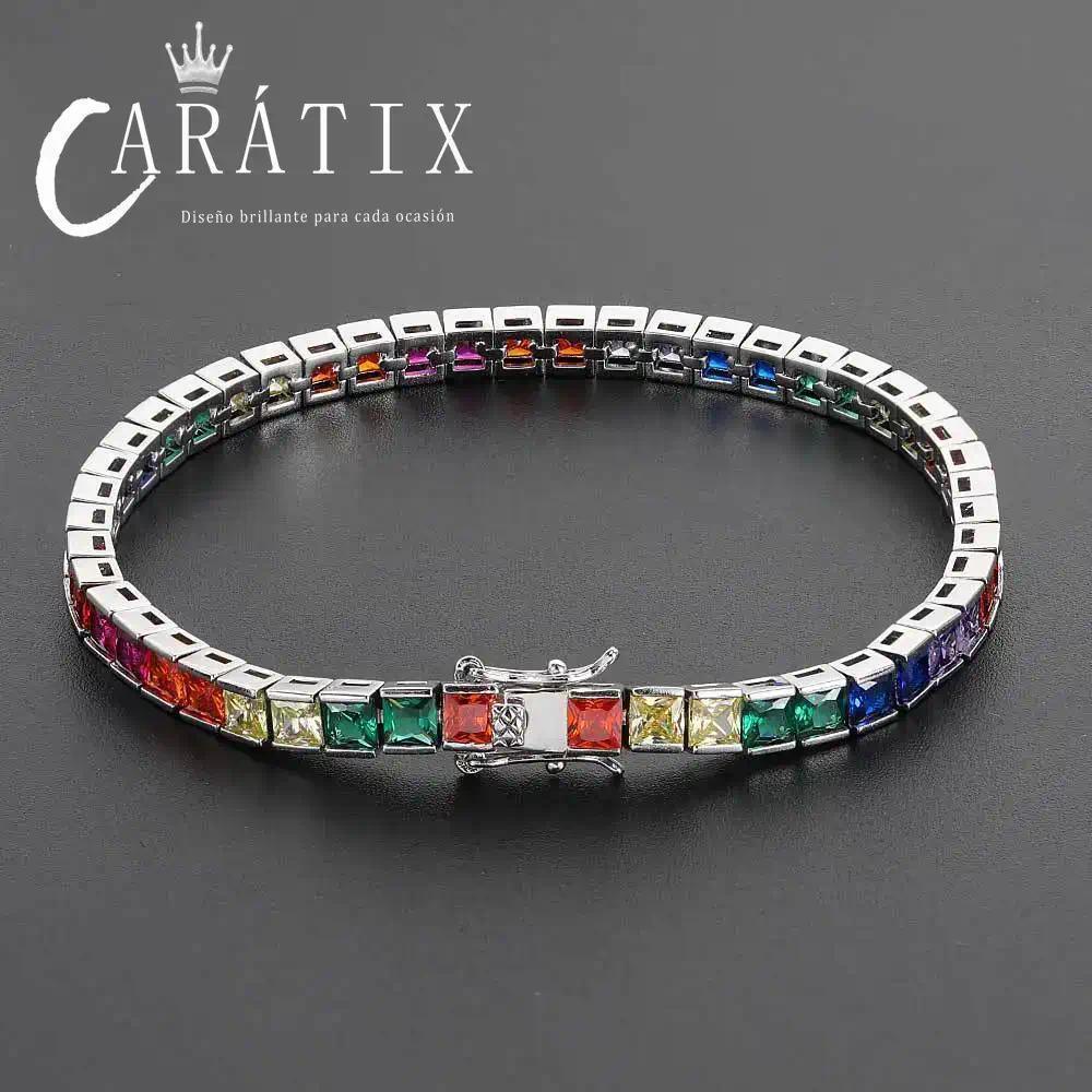 CARÁTIX 4mm Colorful Cubic Zirconia Tennis Chain Necklace – Gothic Cool Unisex Jewelry for Men & Women - CaratixJewelry