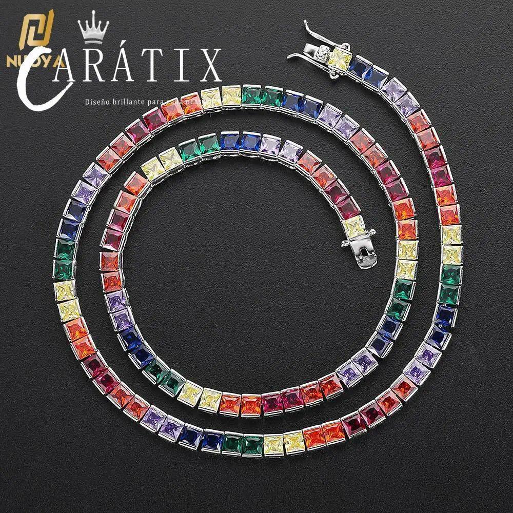 CARÁTIX 4mm Colorful Cubic Zirconia Tennis Chain Necklace – Gothic Cool Unisex Jewelry for Men & Women - CaratixJewelry