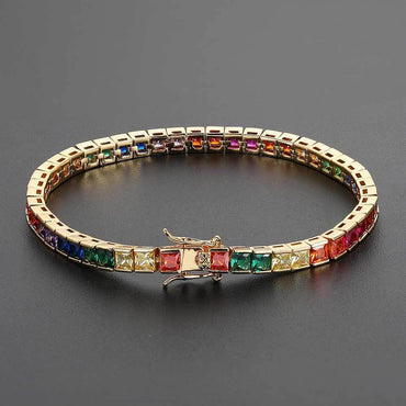 CARÁTIX 4mm Colorful Cubic Zirconia Tennis Chain Necklace – Gothic Cool Unisex Jewelry for Men & Women - CaratixJewelry