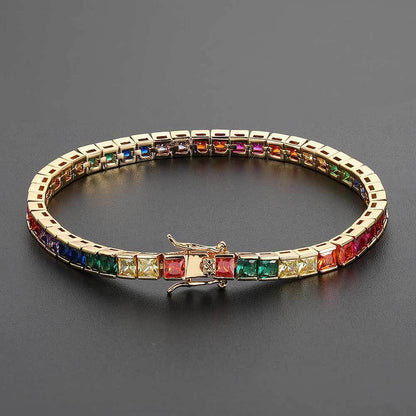 CARÁTIX 4mm Colorful Cubic Zirconia Tennis Chain Necklace – Gothic Cool Unisex Jewelry for Men & Women - CaratixJewelry