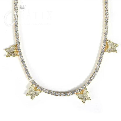 CARÁTIX 4mm Iced Out CZ Butterfly Tennis Link Choker Necklace - CaratixJewelry