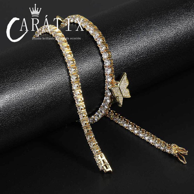 CARÁTIX 4mm Iced Out CZ Butterfly Tennis Link Choker Necklace - CaratixJewelry