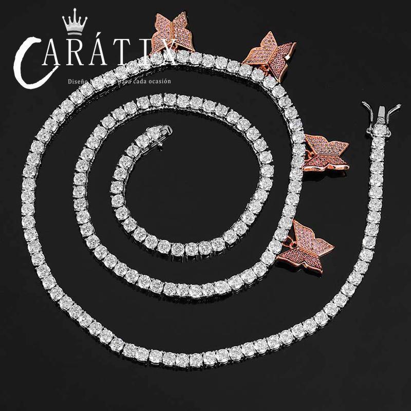 CARÁTIX 4mm Iced Out CZ Butterfly Tennis Link Choker Necklace - CaratixJewelry