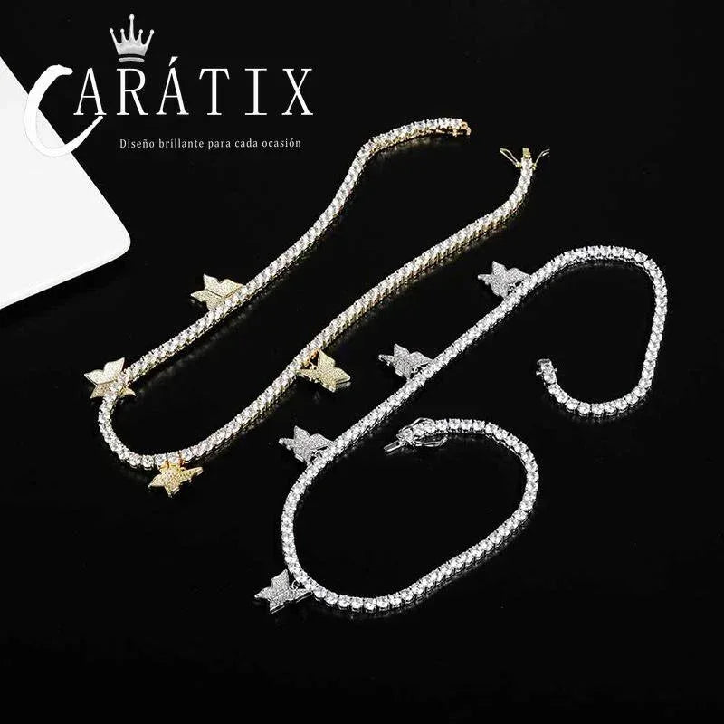 CARÁTIX 4mm Iced Out CZ Butterfly Tennis Link Choker Necklace - CaratixJewelry