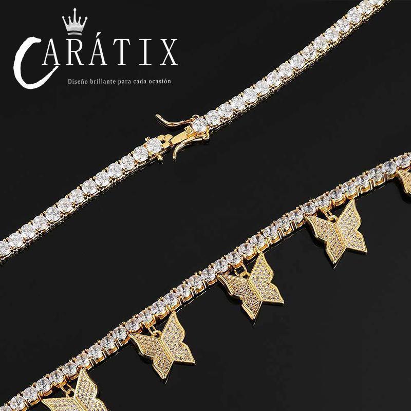 CARÁTIX 4mm Iced Out CZ Butterfly Tennis Link Choker Necklace - CaratixJewelry
