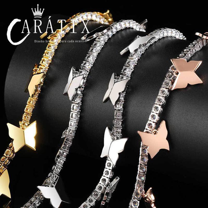 CARÁTIX 4mm Iced Out CZ Butterfly Tennis Link Choker Necklace - CaratixJewelry