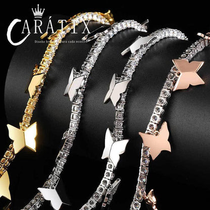 CARÁTIX 4mm Iced Out CZ Butterfly Tennis Link Choker Necklace - CaratixJewelry