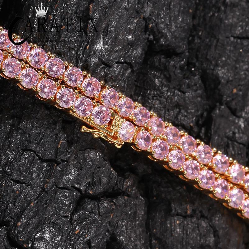 CARÁTIX 4mm Pink/Blue CZ Iced Out Tennis Choker Necklace - CaratixJewelry