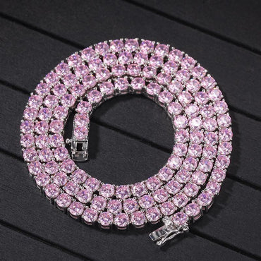 CARÁTIX 4mm Pink/Blue CZ Iced Out Tennis Choker Necklace - CaratixJewelry