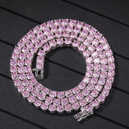 CARÁTIX 4mm Pink/Blue CZ Iced Out Tennis Choker Necklace - CaratixJewelry