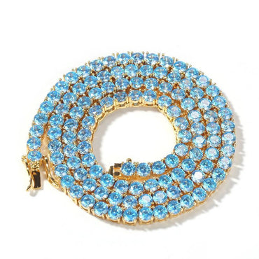 CARÁTIX 4mm Pink/Blue CZ Iced Out Tennis Choker Necklace - CaratixJewelry