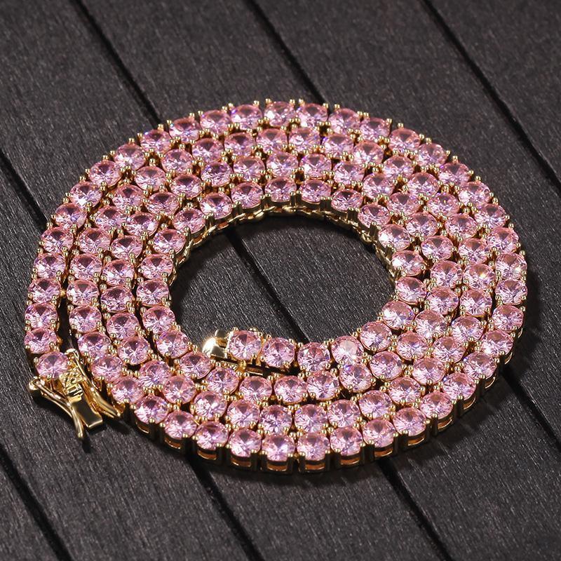 CARÁTIX 4mm Pink/Blue CZ Iced Out Tennis Choker Necklace - CaratixJewelry