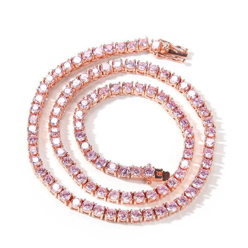 CARÁTIX 4mm Pink/Blue CZ Iced Out Tennis Choker Necklace - CaratixJewelry