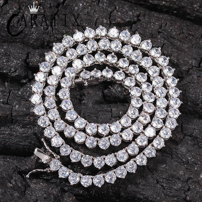 CARÁTIX 4mm Three-Claw CZ Iced Out Tennis Chain Choker Necklace - CaratixJewelry