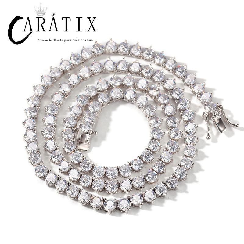 CARÁTIX 4mm Three-Claw CZ Iced Out Tennis Chain Choker Necklace - CaratixJewelry