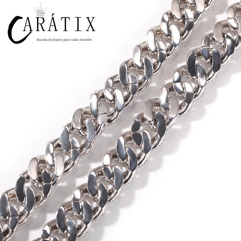 CARÁTIX 5 Row Iced Out Cuban Link Chain Necklace – Round CZ Hip Hop Bling Jewelry for Men | Rapper Choker Gift - CaratixJewelry