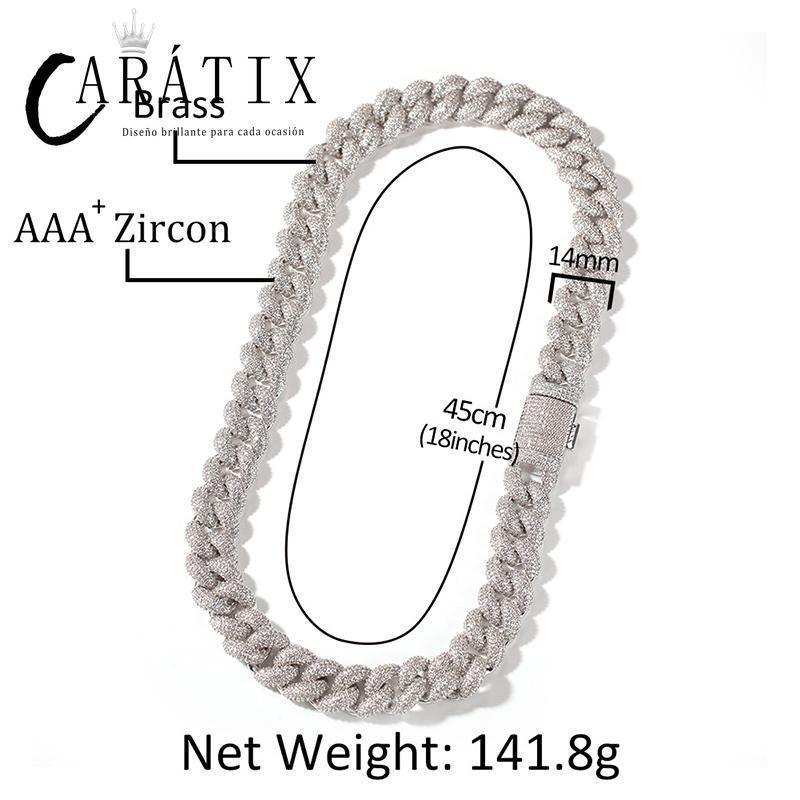 CARÁTIX 5 Row Iced Out Cuban Link Chain Necklace – Round CZ Hip Hop Bling Jewelry for Men | Rapper Choker Gift - CaratixJewelry