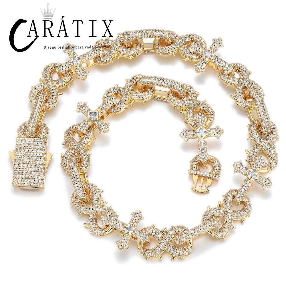 CARÁTIX – 5A+ CZ Bling Iced Infinity Cross Round Cuban Link Chain Necklace | Hip Hop Jewelry for Men - CaratixJewelry