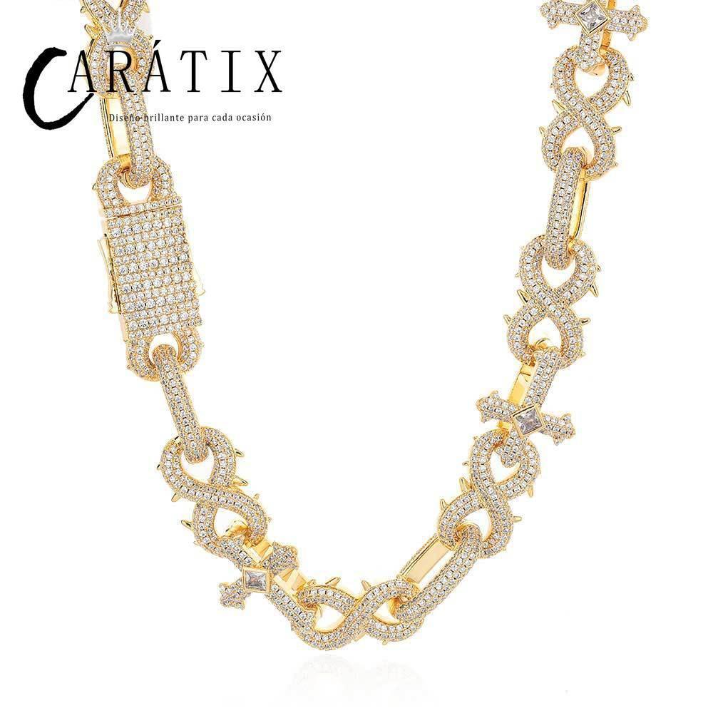 CARÁTIX – 5A+ CZ Bling Iced Infinity Cross Round Cuban Link Chain Necklace | Hip Hop Jewelry for Men - CaratixJewelry