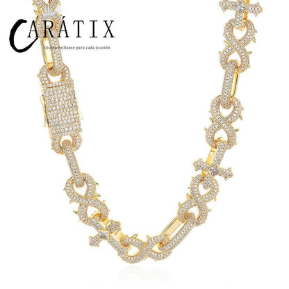 CARÁTIX – 5A+ CZ Bling Iced Infinity Cross Round Cuban Link Chain Necklace | Hip Hop Jewelry for Men - CaratixJewelry