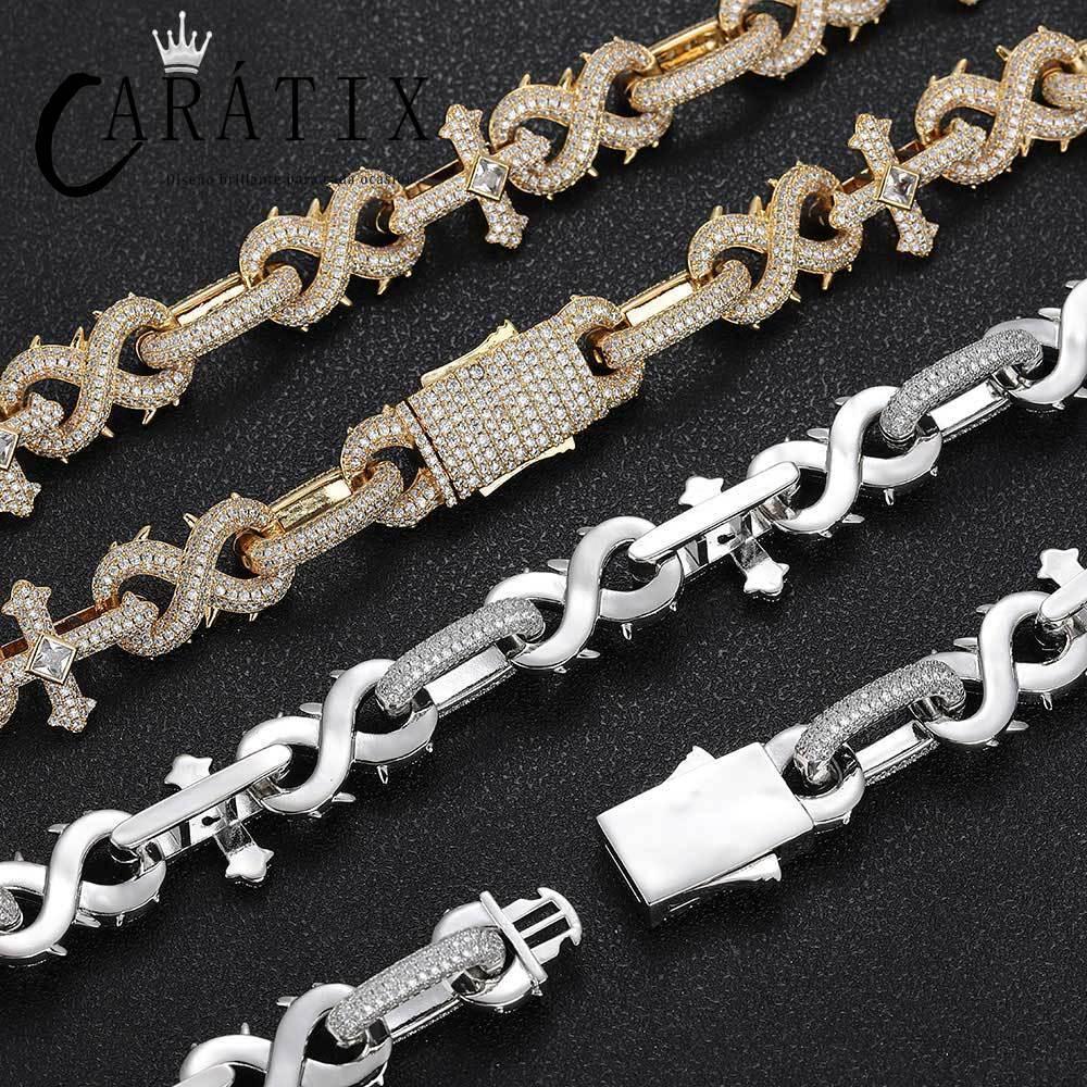 CARÁTIX – 5A+ CZ Bling Iced Infinity Cross Round Cuban Link Chain Necklace | Hip Hop Jewelry for Men - CaratixJewelry
