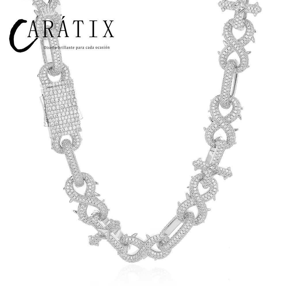 CARÁTIX – 5A+ CZ Bling Iced Infinity Cross Round Cuban Link Chain Necklace | Hip Hop Jewelry for Men - CaratixJewelry