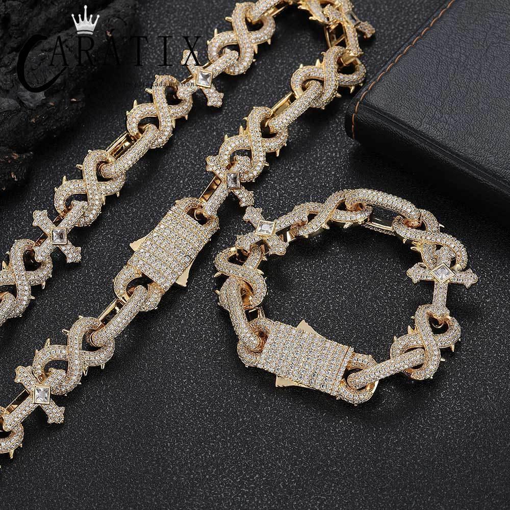 CARÁTIX – 5A+ CZ Bling Iced Infinity Cross Round Cuban Link Chain Necklace | Hip Hop Jewelry for Men - CaratixJewelry