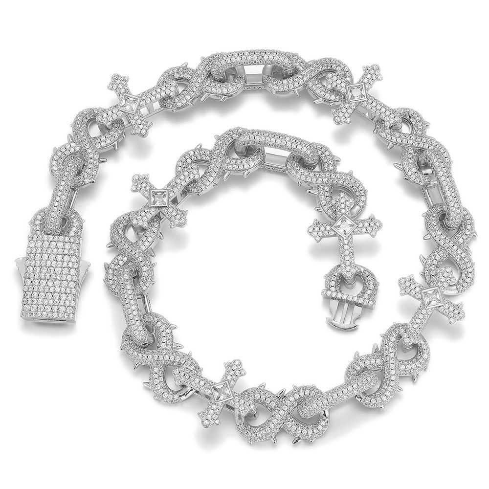 CARÁTIX – 5A+ CZ Bling Iced Infinity Cross Round Cuban Link Chain Necklace | Hip Hop Jewelry for Men - CaratixJewelry