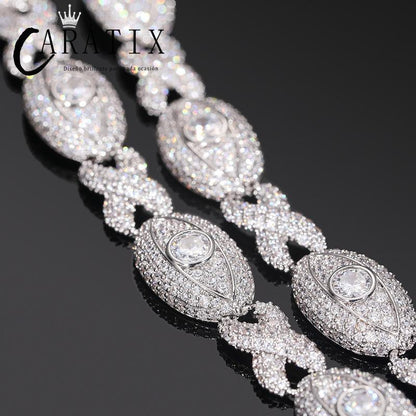 CARÁTIX 5A+ CZ Iced Out Eyes Cuban Link Chain Necklace – Infinity Hip Hop Bling Jewelry for Men & Women | Unisex Rapper Gift - CaratixJewelry