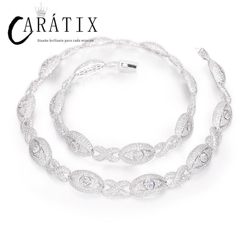 CARÁTIX 5A+ CZ Iced Out Eyes Cuban Link Chain Necklace – Infinity Hip Hop Bling Jewelry for Men & Women | Unisex Rapper Gift - CaratixJewelry