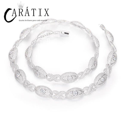 CARÁTIX 5A+ CZ Iced Out Eyes Cuban Link Chain Necklace – Infinity Hip Hop Bling Jewelry for Men & Women | Unisex Rapper Gift - CaratixJewelry