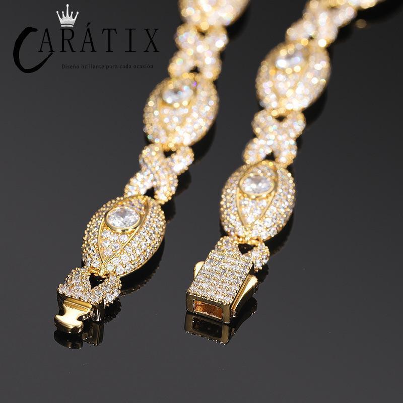 CARÁTIX 5A+ CZ Iced Out Eyes Cuban Link Chain Necklace – Infinity Hip Hop Bling Jewelry for Men & Women | Unisex Rapper Gift - CaratixJewelry
