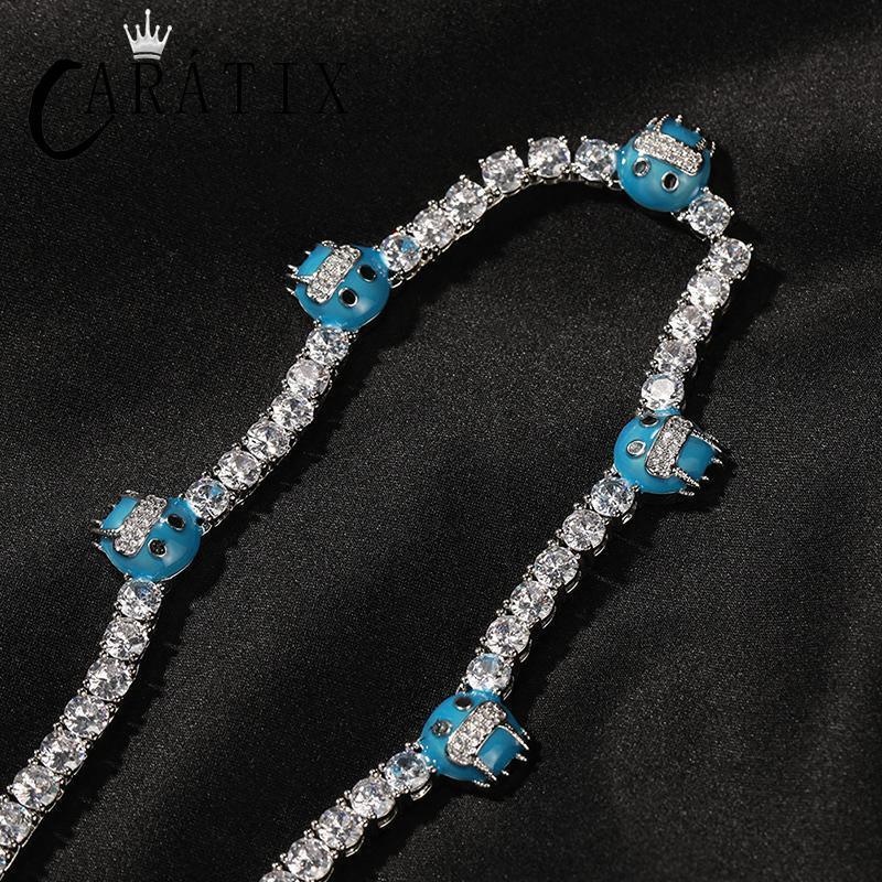 CARÁTIX 5mm CZ Tennis Chain Necklace – Iced Out 1-Row Hip Hop Bling Choker for Men & Women - CaratixJewelry