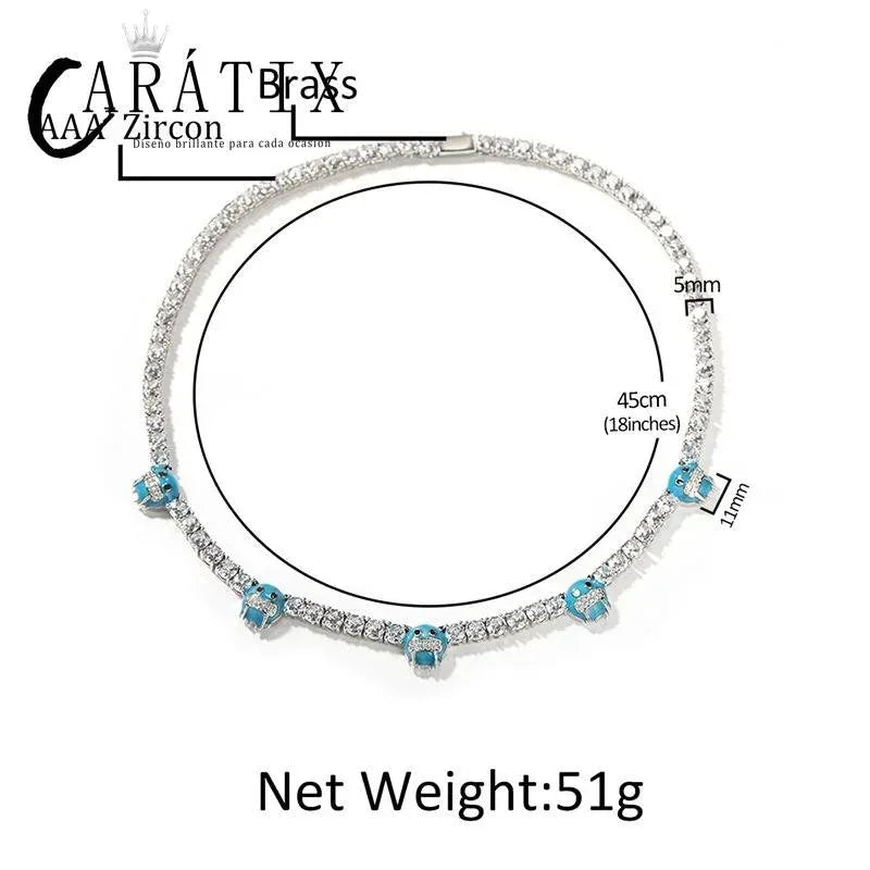 CARÁTIX 5mm CZ Tennis Chain Necklace – Iced Out 1-Row Hip Hop Bling Choker for Men & Women - CaratixJewelry