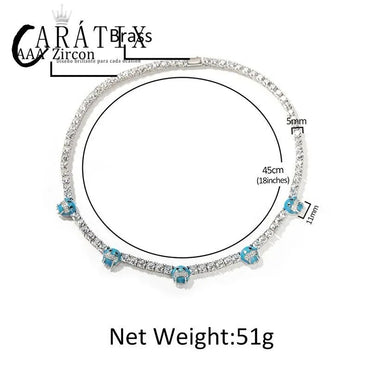 CARÁTIX 5mm CZ Tennis Chain Necklace – Iced Out 1-Row Hip Hop Bling Choker for Men & Women - CaratixJewelry