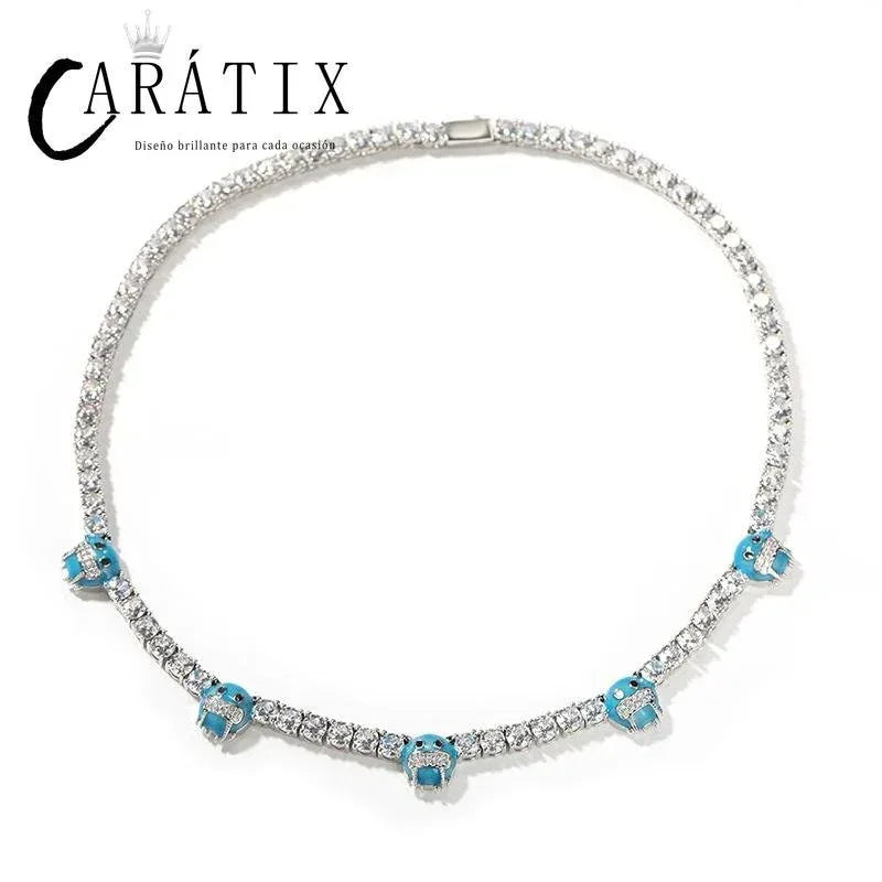 CARÁTIX 5mm CZ Tennis Chain Necklace – Iced Out 1-Row Hip Hop Bling Choker for Men & Women - CaratixJewelry