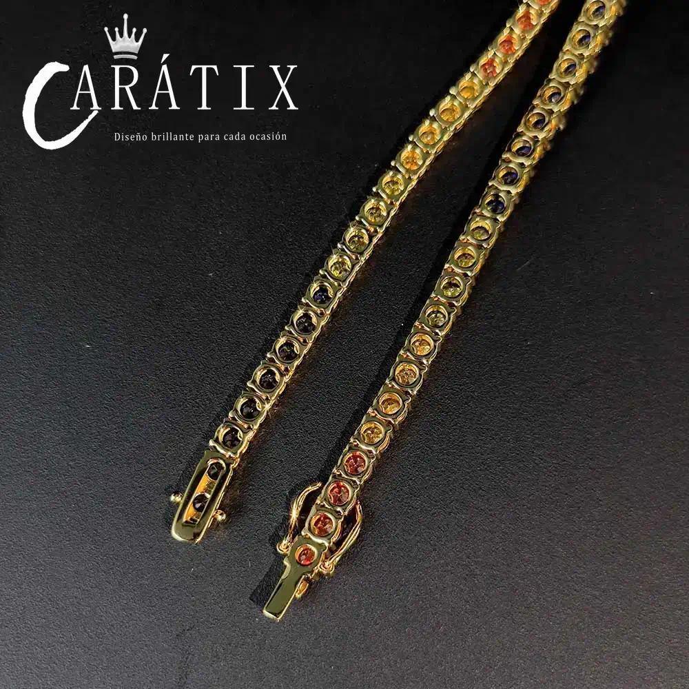 CARÁTIX 5mm Rainbow Gemstone Tennis Chain – 18K Multi-Color Luxury Necklace for Women - CaratixJewelry