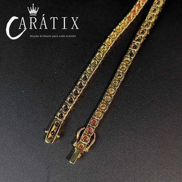 CARÁTIX 5mm Rainbow Gemstone Tennis Chain – 18K Multi-Color Luxury Necklace for Women - CaratixJewelry