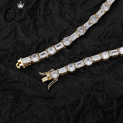 CARÁTIX 6mm Claw Tennis Chain | Square & Round CZ Iced Out Hip Hop Necklace for Men & Women - CaratixJewelry