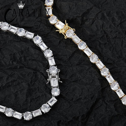 CARÁTIX 6mm Claw Tennis Chain | Square & Round CZ Iced Out Hip Hop Necklace for Men & Women - CaratixJewelry