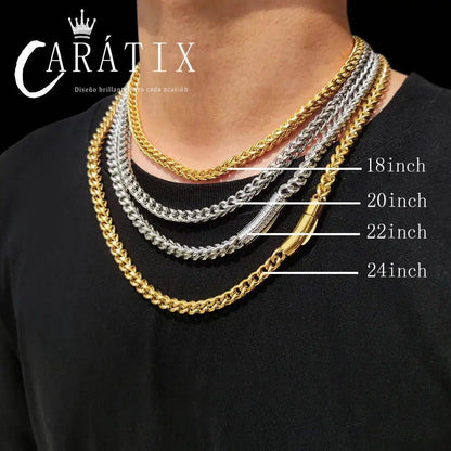 CARÁTIX – 6mm Franco Chain Necklace with Polishing Clasp | Hip Hop Jewelry for Men & Women, Street Style Bracelet Option - CaratixJewelry