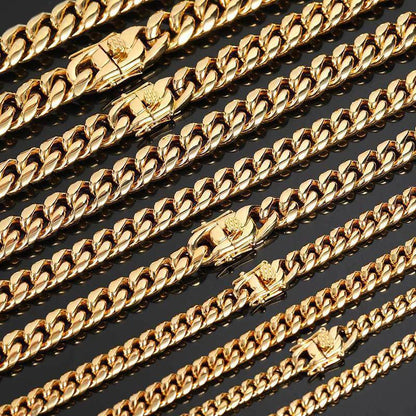CARÁTIX 6mm Gold 316L Stainless Steel Cuban Link Chain Necklace – High Polished Men’s Jewelry Gift - CaratixJewelry