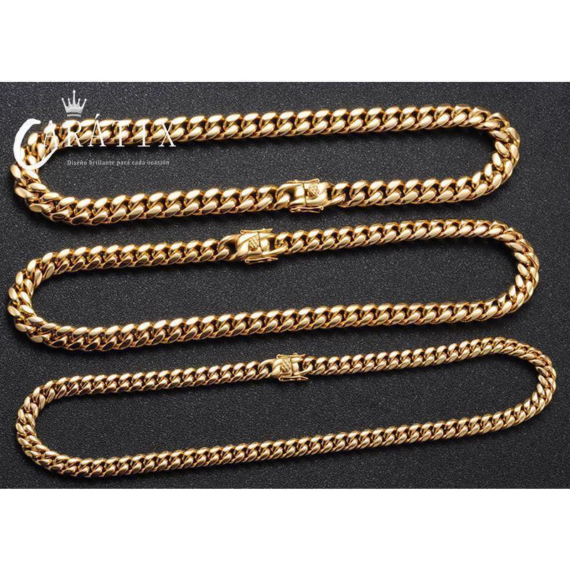 CARÁTIX 6mm Gold 316L Stainless Steel Cuban Link Chain Necklace – High Polished Men’s Jewelry Gift - CaratixJewelry