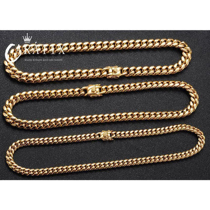 CARÁTIX 6mm Gold 316L Stainless Steel Cuban Link Chain Necklace – High Polished Men’s Jewelry Gift - CaratixJewelry