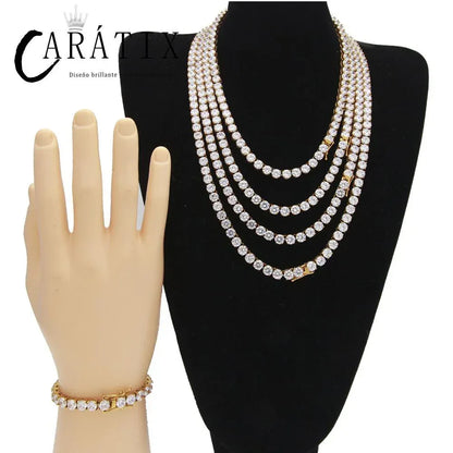 CARÁTIX 6mm Gold Stainless Steel Iced Out CZ Tennis Chain Necklace - CaratixJewelry