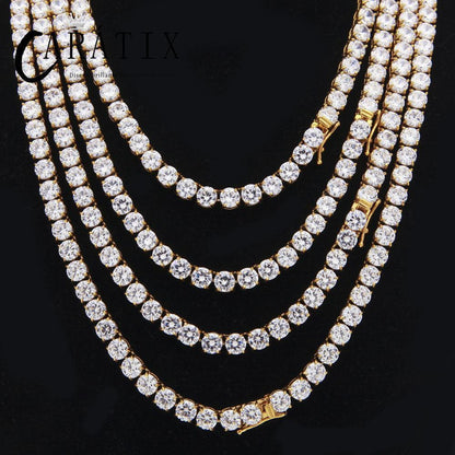 CARÁTIX 6mm Gold Stainless Steel Iced Out CZ Tennis Chain Necklace - CaratixJewelry